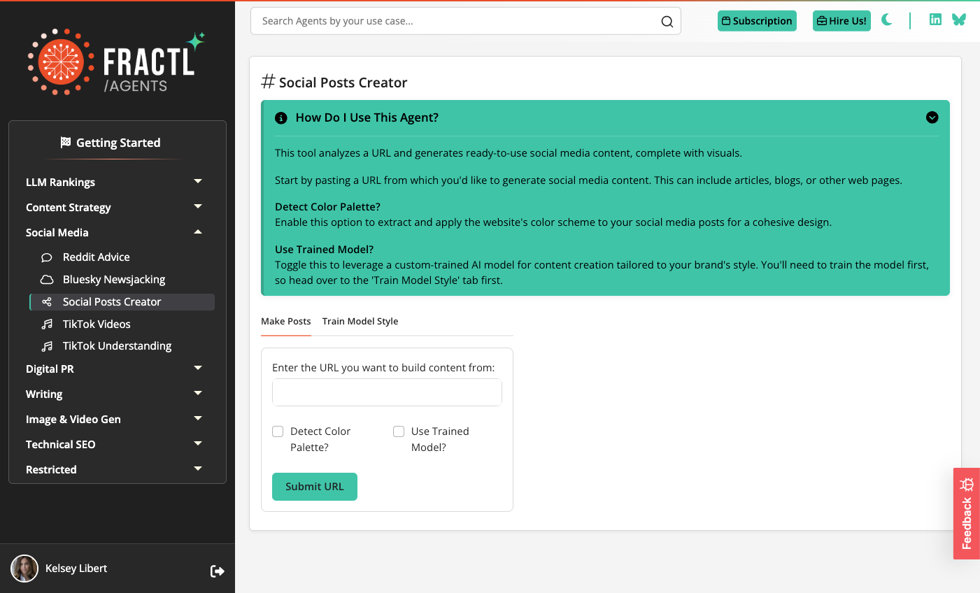 Social Posts Creator Agent Dashboard